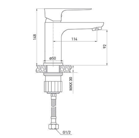 ברז פרח נמוך לבן כרום AIRONE B&W- אקווילה פרימיום