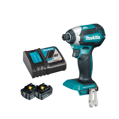 מברגת אימפקט DTD153 בראשלס 2 סוללות 4A ומטען מהיר- מקיטה