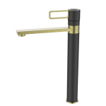 ברז פרח גבוה שחור וזהב מוברש MATTEO - אקווילה פרימיום