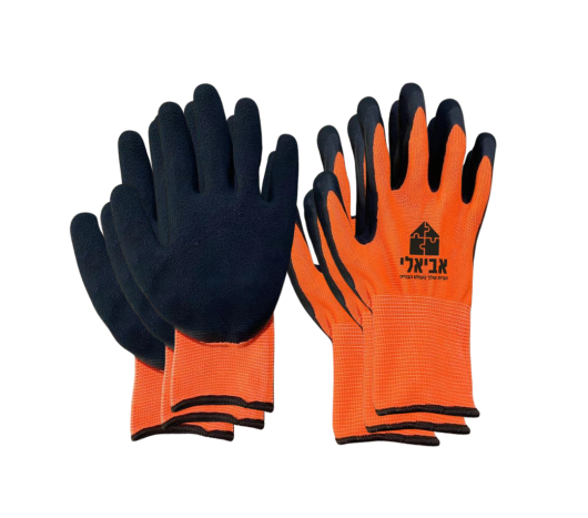 כפפות עבודה בצבע כתום/שחור אביאלי- חבילה 12 יח'