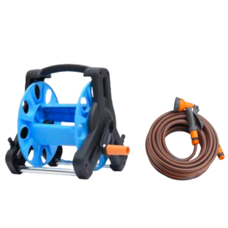 גלגלת השקיה 1/2 אורך 25 מ + צינור הזנה ואקדח