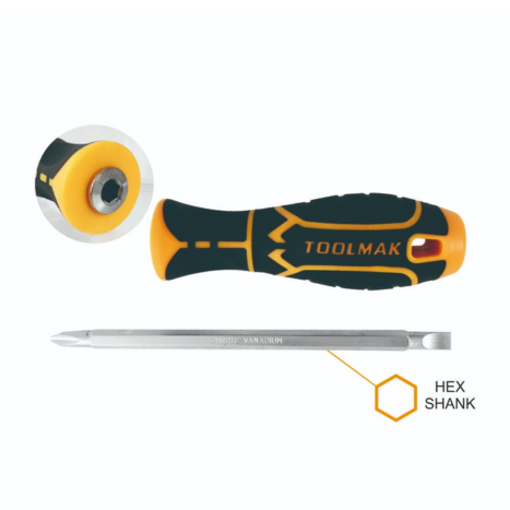 מברג מתחלף PH2+SL6 אורך 140 מ