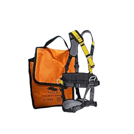 רתמה (רתמת בטיחות) גב כולל חבל עבודה + משכך בתיק