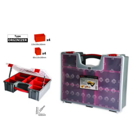 אורגיניזר רחב לברגים 8 תאים נשלפים- ביטק