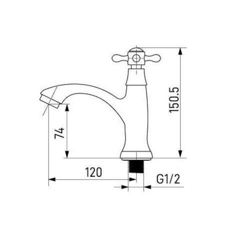 ברז פרח מים קרים ענתיק כרום ניקל- אקווילה