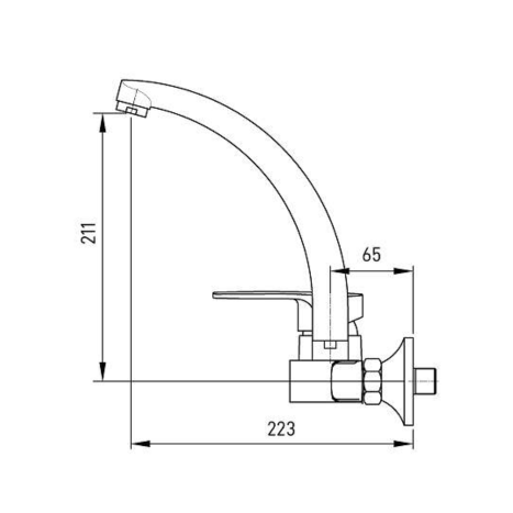 ברז קיר ברבור פיה ארוכה ניקל מוברש CAPINERA- אקווילה