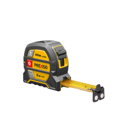 מטר מדידה 5 מ' משולב מד טווח לייזר 40 מ' נטען- PREXISO