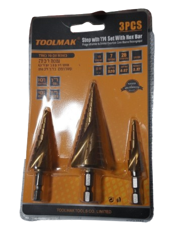 סט 3 מקדחי קונוס לברזל לאימפקט- TOOLMAK