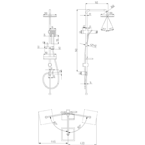 ערכת פינוק למקלחת נירוסטה דונטלו שחור- אקוילה