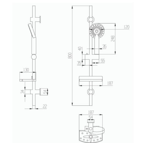 מערכת תליה למקלחת 80 ס
