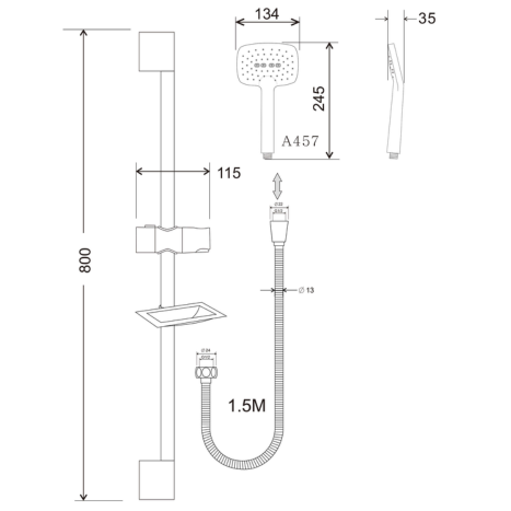 מערכת תליה למקלחת 80 ס