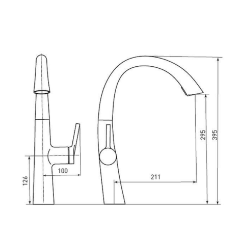 ברז נשלף אפור מטאלי WAVE- אקווילה פרימיום