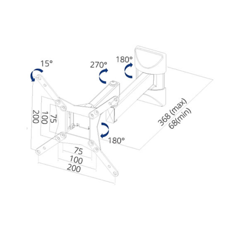 זרוע טלוויזיה 4 תנועות עד 43