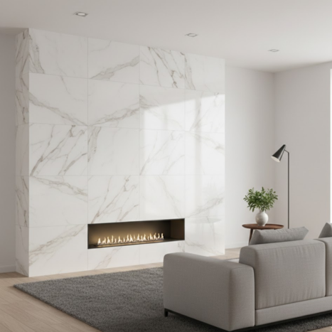 טפט קיר  דמוי קרמיקה שיש לבן רוחב 60 ס