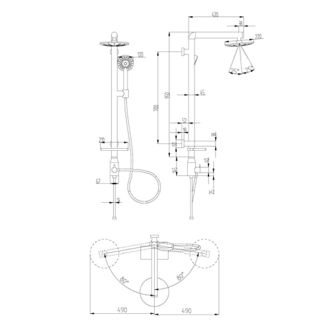 מערכת פינוק למקלחת 110 ס