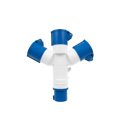 מפצל תקע לשלושה שקעים IP44 תעשייתי