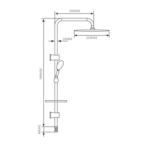 ערכת פינוק למקלחת נירוסטה 94 ס״מ ים כרום ניקל- אקווילה