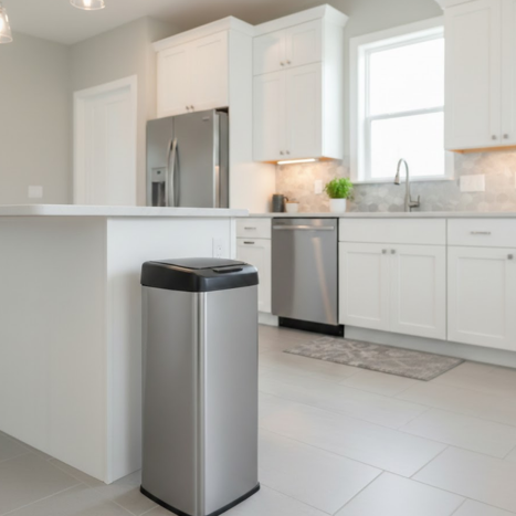 פח אשפה חכם 30 ליטר כסוף עם מכסה שחור