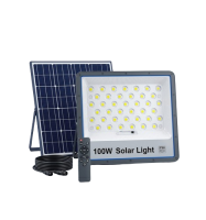 פנס הצפה 100W לד סולרי עם פנל חיצוני ושלט