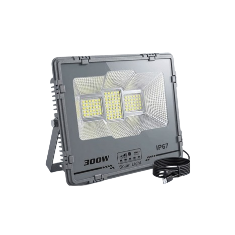 פנס הצפה 300W לד סולרי עם פנל חיצוני ושלט