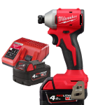 מברגת אימפקט + זוג סוללות 4A + מטען M18BLIDRC 18V BL- מילווקי