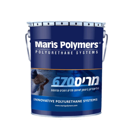 מריס 670 איטום שחור פוליאוריטני משולב ביטומן מוצלב לאיטום מתחת לריצוף